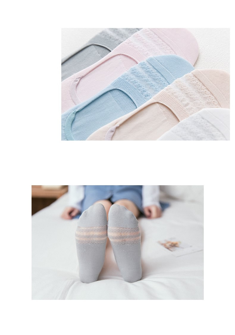 Vớ nữ bằng vải cotton nông miệng vô hình phần mỏng mùa hè không rơi với chất liệu cotton khử mùi silicon chống trượt thấp giúp vớ - Vớ sợi tre tất bàn