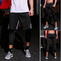 Basketball protection Capri pants playing basketball pantyhose bottoming quick-dry running leggings sports knee pads men 7-point pants summer