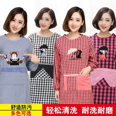 Autumn and winter women's coat working gown long sleeve adult cotton apron long sleeve adult cotton apron long sleeve kitchen cover