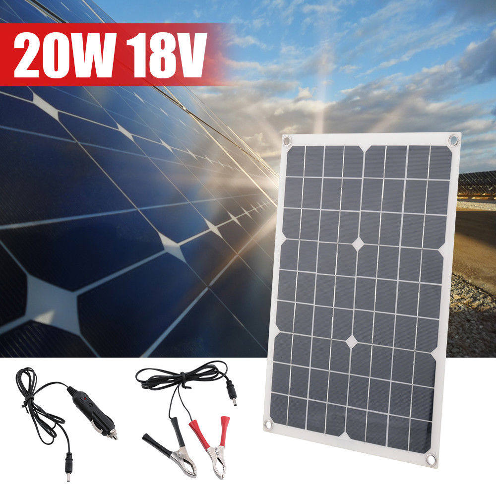 Solar panel charging mobile phone single crystal 20W panel photovoltaic panel dual USB regulator 5V3AQC fast charge 12V battery
