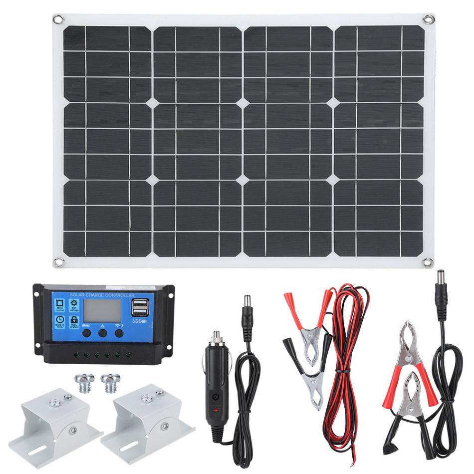 30W Monocrystalline Silicon Flexible Solar Panel Charging Kit iPhone Dual USB LCD New Brand