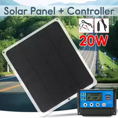 12v 20W Dual output solar panel with car charger USB charger controller outdoor camping