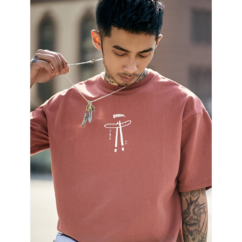 Hong Kong Tide Card Day Department Cartoon Cartoon Cartoon Tshirt Trend Easy Round Collar Printed Short Sleeve Youth Half Sleeve T-shirt Man