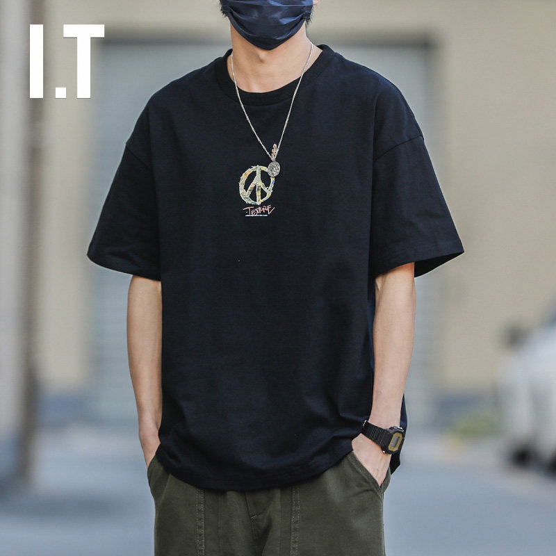 Hong Kong Tide Creative Graffiti Print Short Sleeve T-shirt Men in Trend Summer Leisure Little Sleeping