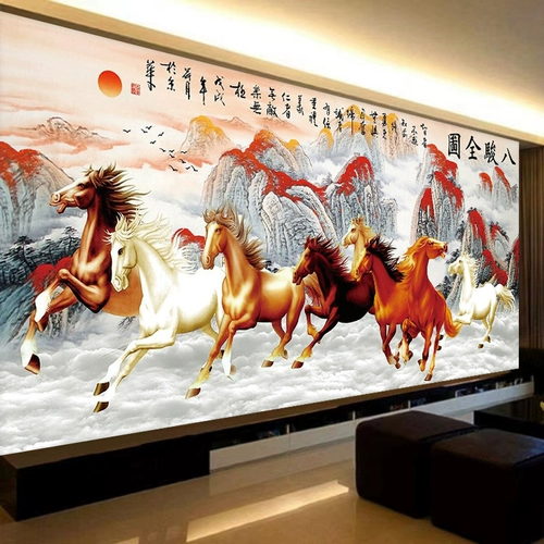 Новая линейная вышивка Cross Stitch, глава восьми -джунской полной картинки, гостиная ландшафтная ландшафтная живопись лошадей до большого успеха 2 метра 5