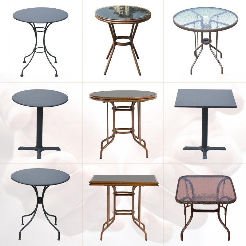 Outdoor tea room tables and chairs courtyard leisure coffee shop tea shop tea table balcony aluminum alloy glass square table