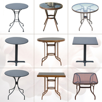 Outdoor tea room tables and chairs courtyard leisure coffee shop tea shop tea table balcony aluminum alloy glass square table