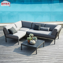 Nordic outdoor leisure style indoor and outdoor sofa combination rattan courtyard garden terrace hotel waterproof sofa