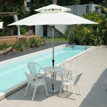 Nordic outdoor balcony white leisure table and chair umbrella combination milk tea shop outdoor open-air courtyard net red simple table and chair