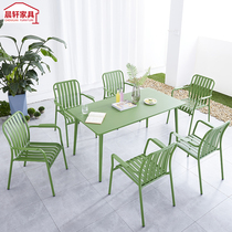 Outdoor net red tables and chairs outside the courtyard simple cafe milk tea shop balcony all aluminum leisure tables and chairs outdoor garden