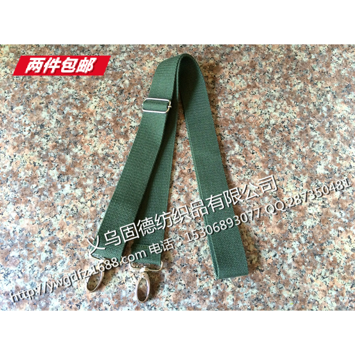 Factory Shop Army Green 38mm Canvas Shoulder Strap Casual bag Inclined Satchel Purse cotton webbing bright white metal buckle