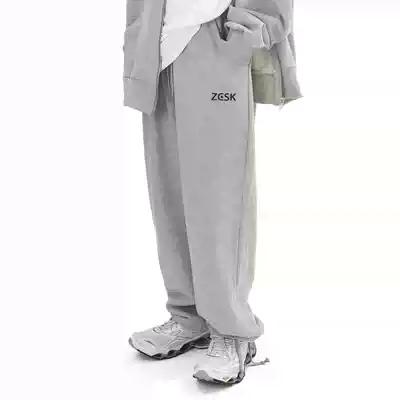 (Sitting on the mountain) Korean ins gray pants female spring and autumn loose toe straight leg sports pants wide leg trousers