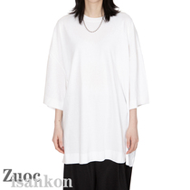  (Sitting and eating mountain air)Korean casual all-match off-the-shoulder loose short-sleeved bf style mid-length half-sleeved T-shirt female Korean version