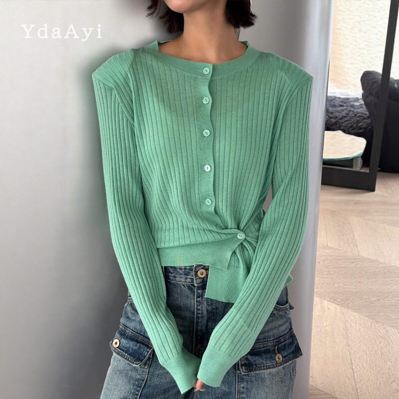 Shigelan Irregular Knit Cardigan 26Th Autumn New 8656 Stretch Ribbed Shoulder Pad Thin Sweater I13 Shigelan Irregular Knit Cardigan 26Th Autumn New 8656 Stretch Ribbed Shoulder Pad Thin Sweater I13