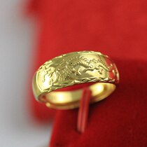Imitation gold jewelry ring brass gold plated dragon pattern sand gold men and women ring opening ring spot spot