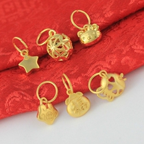 Sand gold five-pointed star pendant brass plated yellow gold 24k small jewelry DIY accessories kitten pendant factory outlet