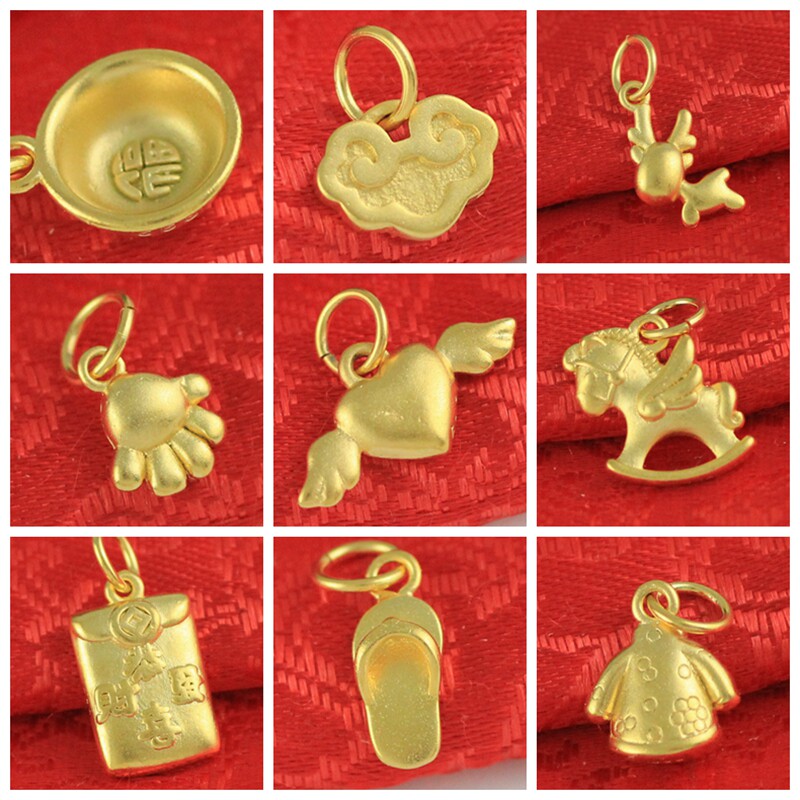 Emulated gold color small pendant diy little deer Trojan Horse Happy Fortune gold rice bowls Hand sole Handmade pendant male and female