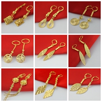 European coin gold earrings brass gold-plated jewelry star earrings tassel with ears earrings Vietnam sand gold hypoallergenic