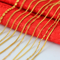 Japanese and Korean fashion jewelry short collarbone melon seeds Yuanbao ladies ball chain very thin European coin gold chain sand gold necklace