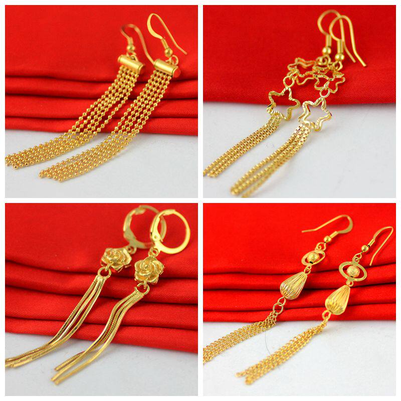 Gold Tassel Fashion Women's Earrings Brass Gold Plated Festive Earrings Gifts for Girls