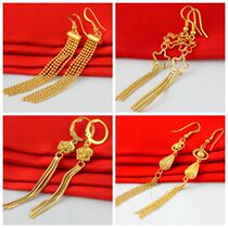 Golden tassel fashion women earrings brass plated yellow gold gold festive ear jewelry for girls gift