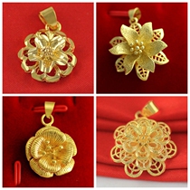 Water Wave Chain Pendant Greet Spring Flowers Lily Peony Flowers Rose Pendant Female Brass Gilded Gold Plated Item Pendant