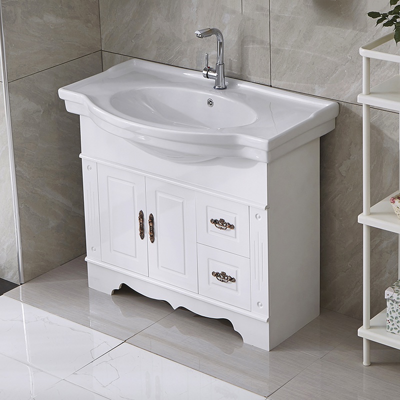 European-style washbasin cabinet combination floor-standing PVC washstand antique wash basin cabinet bathroom waterproof small apartment