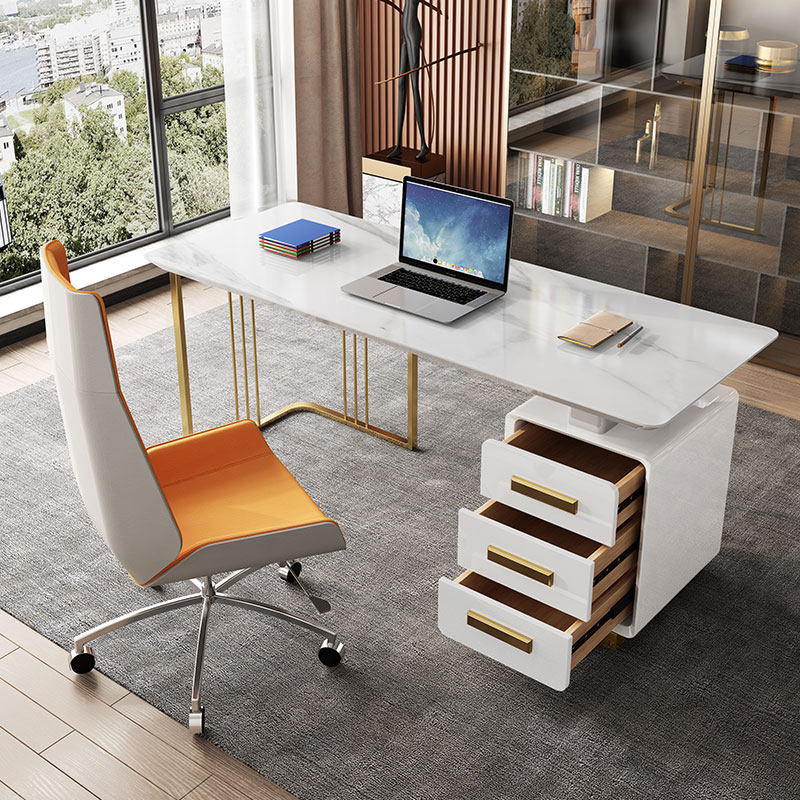 Italian light luxury rock board desk beauty consultation table Nordic style desk modern minimalist computer desk paint white