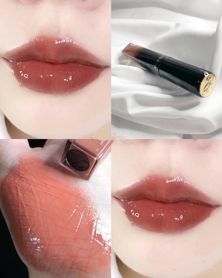 Spot lancome Lancome lacquer black tube moisturizing lip glaze 274 gentle milk tea color 356 rose bean paste color
