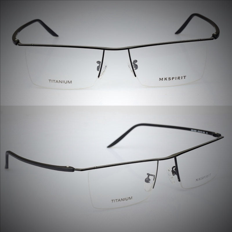 Myopia Glasses Frame for Men with Large Faces, Half-Frame Titanium Alloy Eyebrow Line Frame, Ultra-Light and Fashionable Eyeglass Frame Mk1905