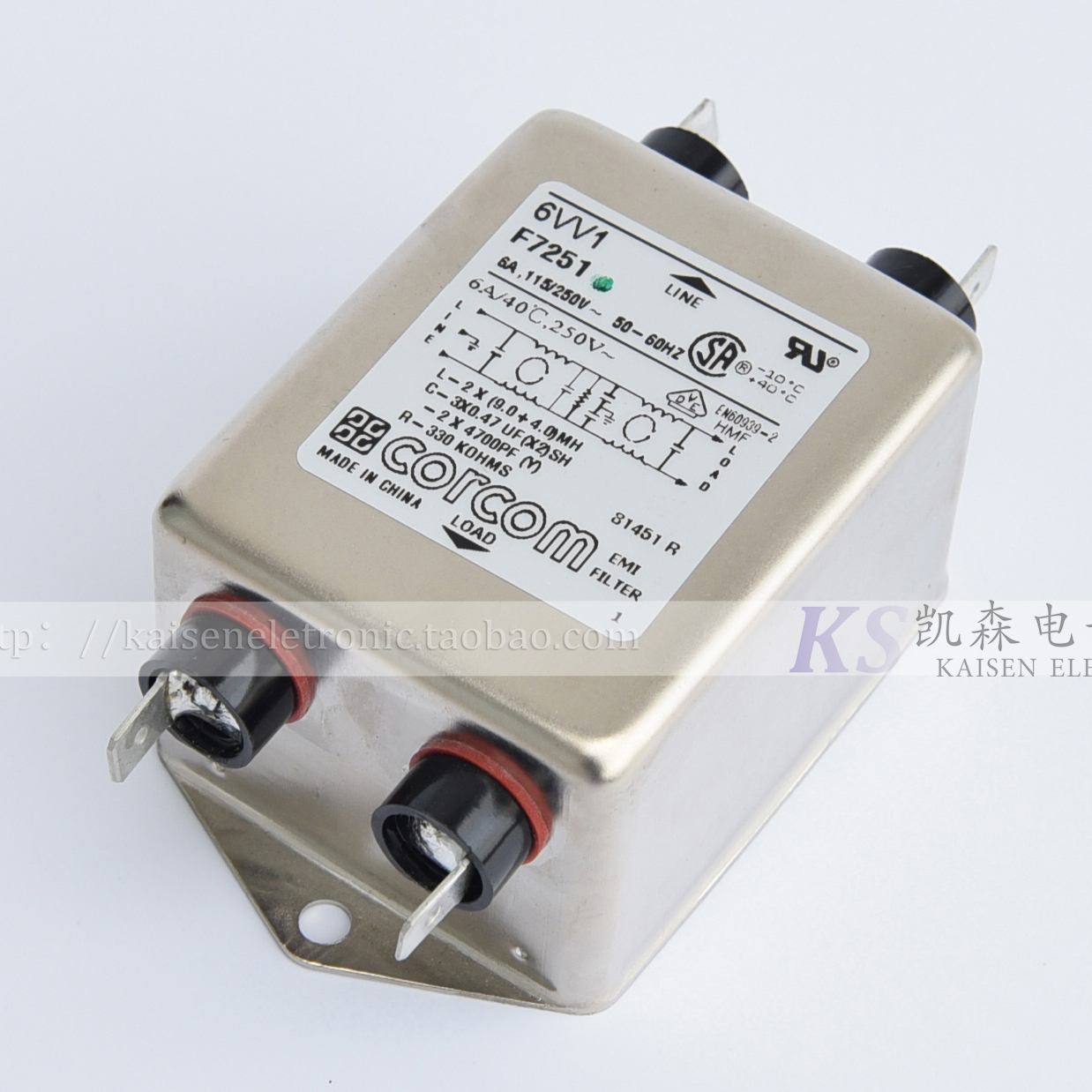 Corcom VDE UL CSA anti-electromagnetic interference EMI IEC filter for 6VV1 6A treadmill
