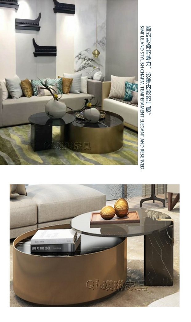 Bàn cà phê bằng kim loại thép không gỉ mới đặt một số bộ thời trang cổ điển sofa bên bộ của một số câu lạc bộ phù hợp bán hàng nội thất văn phòng - Bàn trà bàn sofa