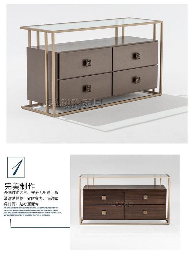 Sản phẩm mới đơn giản và hiện đại hiên bàn tường tủ trang trí tủ thép không gỉ vàng lưu trữ tủ biệt thự câu lạc bộ đồ nội thất - Bàn / Bàn bàn gỗ nguyên khối