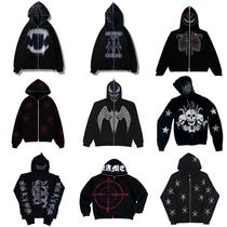 Y2k Fashion Rhinestone Zip Up Hoodie Women Black Hoodie Grun