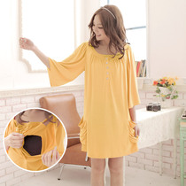 Foreign trade original single summer ultra-thin three-point sleeve lactation clothes maternity clothes out of fashion modal dress lactation skirt