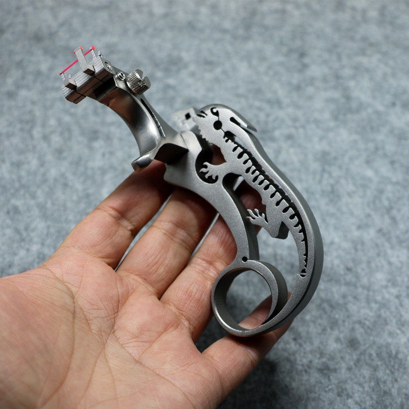 New product Quick flattening leather lizard slingshot Titanium alloy stainless steel flat leather bow Tie-free press-type high-precision slingshot