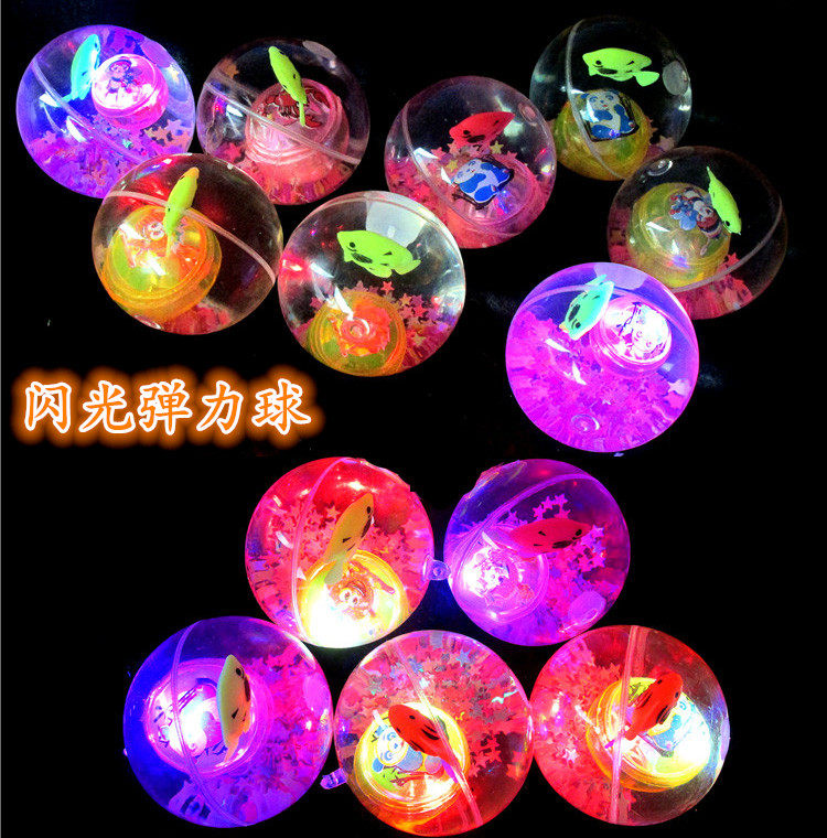 Hot selling creative transparent glitter ball crystal ball jumping ball bouncing children gift stall supply luminous toy sale