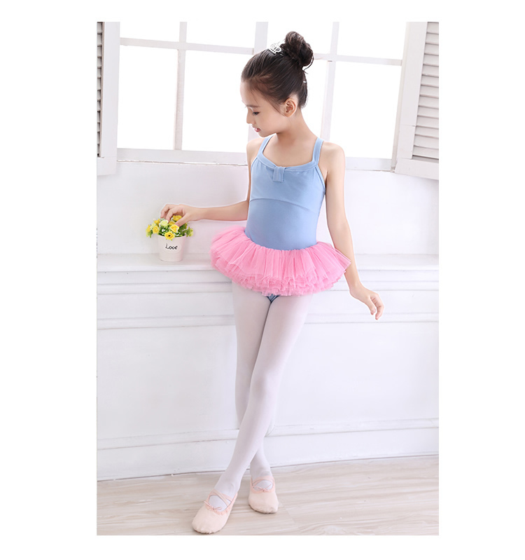 Quần áo khiêu vũ cho bé gái tập luyện quần áo mùa xuân và mùa hè cáp treo váy cotton nhảy múa váy nơ ba lê - Khiêu vũ / Thể dục nhịp điệu / Thể dục dụng cụ giày ballet mũi cứng