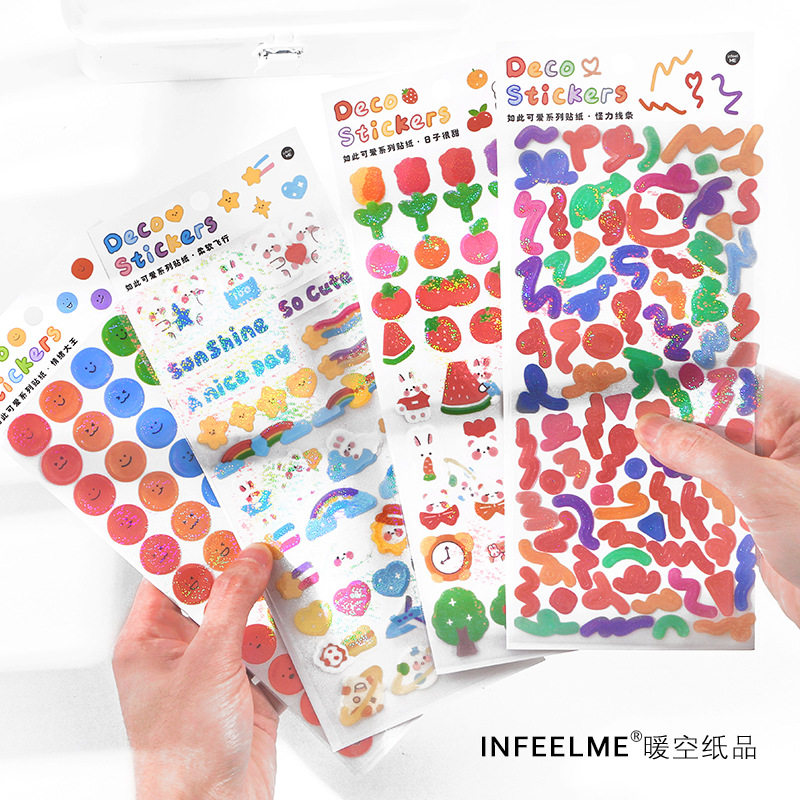 Laser PET sparkling sequin sticker so cute series of hand ledger DIY album material sticker with a single entry