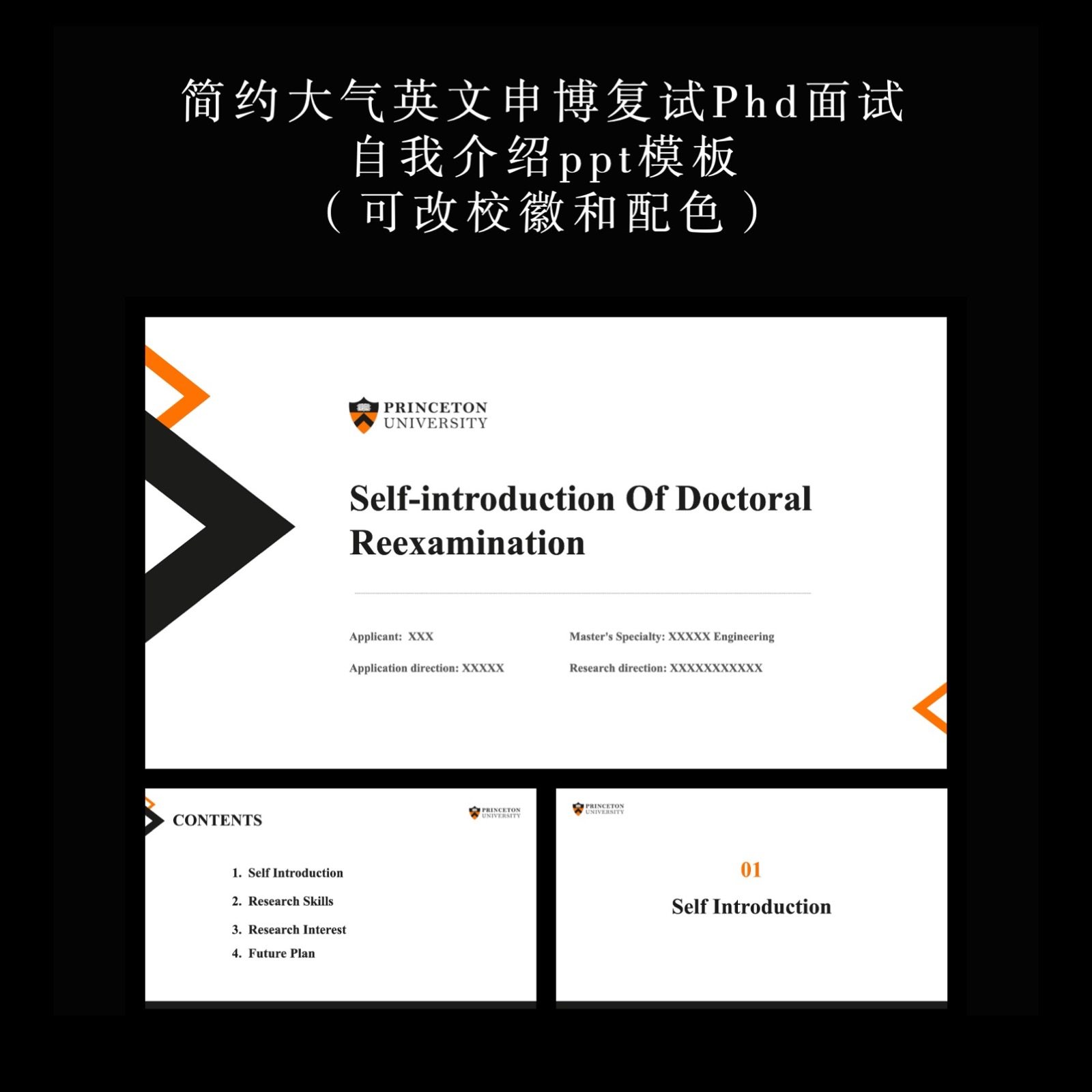 严谨学术普林斯顿国外申博申请PhD面试英文申博复试面试ppt模板Taobao