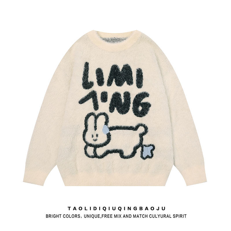 Escape from the earth cartoon soft glutinous water mink plush cute rabbit fur coat autumn and winter couple-style blouses blouses-Taobao