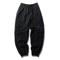 Cargo pants women's 2021 autumn multi-pocket loose slim high waist tie foot black casual pants hip hop tide ins