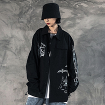 Diablo embroidered shirt high street ins tide brand bf lazy wind baseball suit loose autumn and winter coat men's and women's shirts