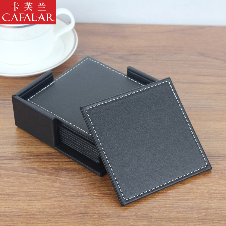 Kafran leather desktop teacup mat Insulation mat European table mat six pieces of creative household bowl mat