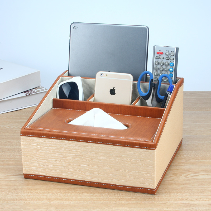 Leather European living room coffee table remote control desktop storage box Multi-functional creative household tissue box Toilet paper box