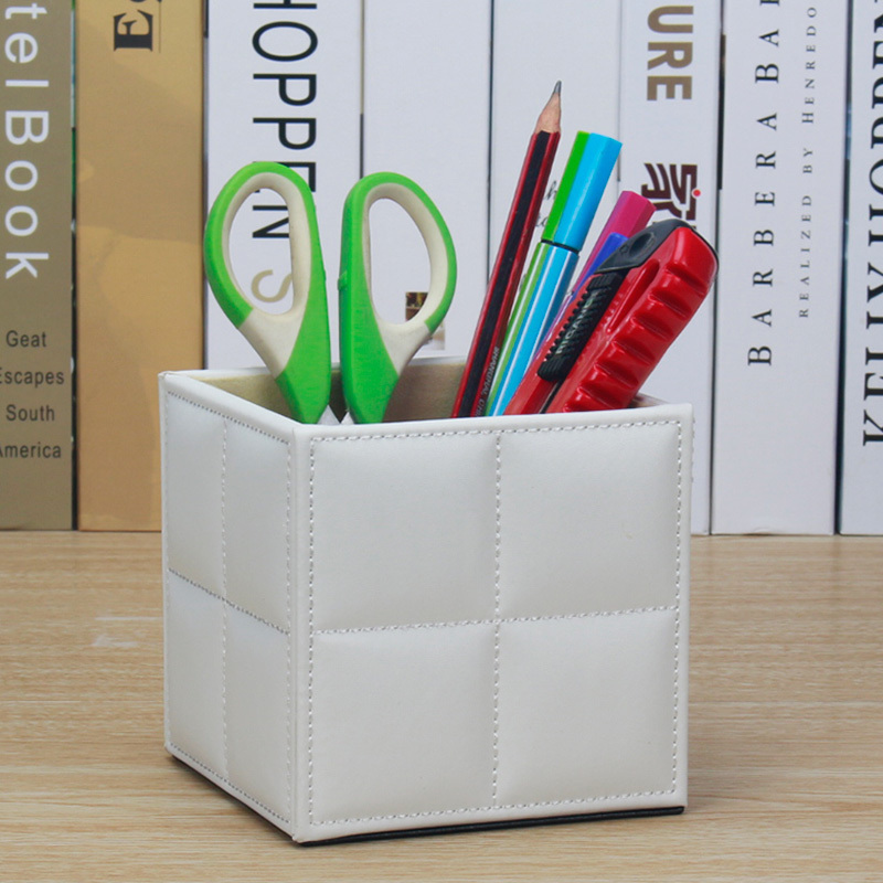 Kafran leather pen holder Fashion creative Korea and Japan small fresh pen holder office student desktop storage box