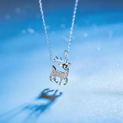 s925 sterling silver Elk diamond necklace All the way to your Christmas gift Exquisite temperament Deer clavicle chain temperament