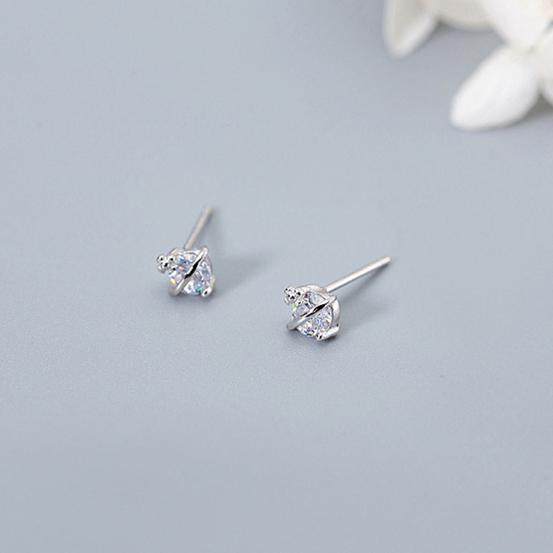 S925 Pure Silver Earshot Female Han Version Golden Stellar Earrings Adorable Universe Fashion Mini Foundation Earrings Temperament