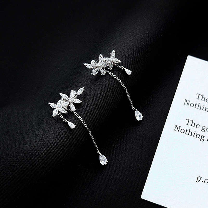 Stream Su Flowers Earrings South Korea s925 Pure Silver Gold secretary Park Min-ying with the same Temperament Lady Net Red Ear Pints