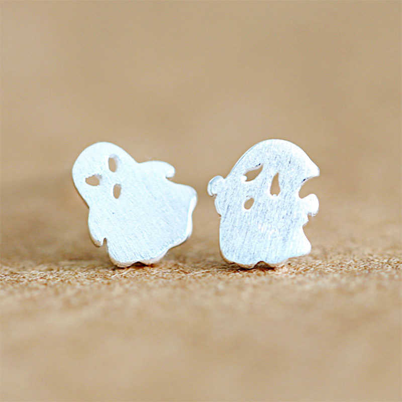 S925 S925 Small silver earnails cute ghost ear pieces jewelry Korean temperament personality earrings cold wind